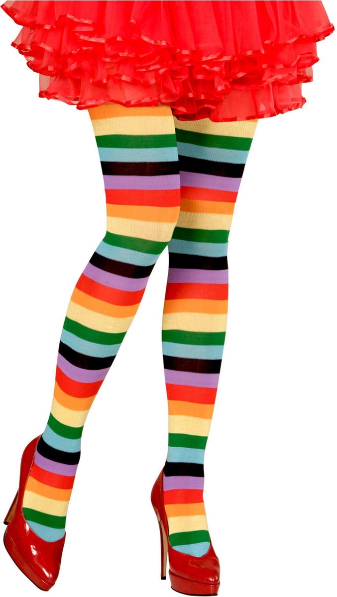 WIDMANN - Regenboog panty voor volwassenen - XL - Accessoires > Pantys en kousen